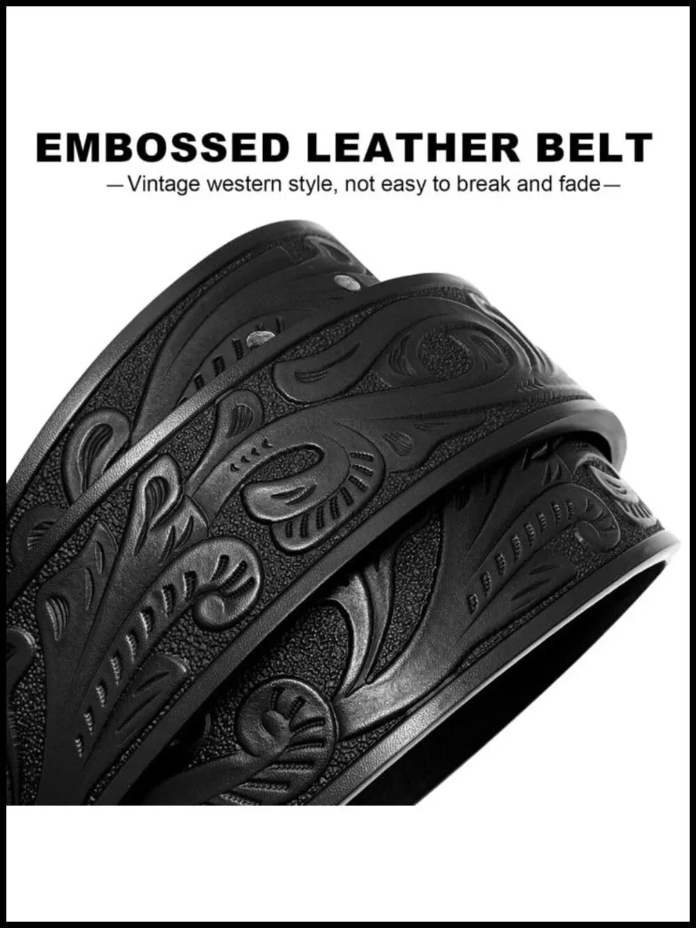 Leather Cowboy Belt for Men Women with Bull Buckle Western Rodeo Style